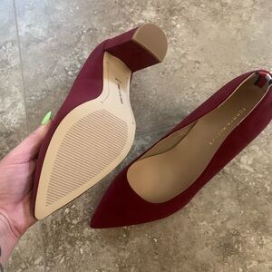 Tommy holdover red wine burgundy chunky heel pumps
